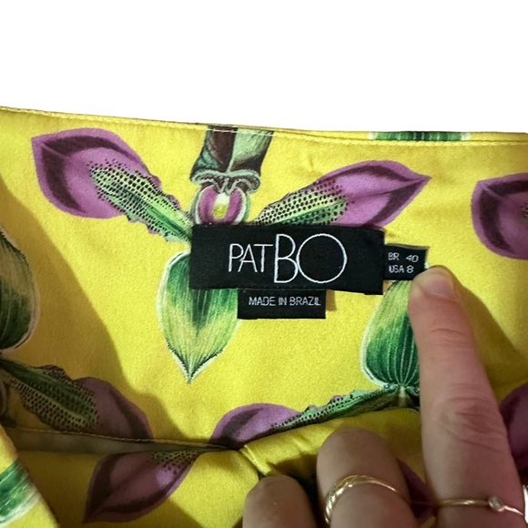 PatBO Pleated Floral-print Satin Wide-leg Pants Size 8 - Picture 3 of 4